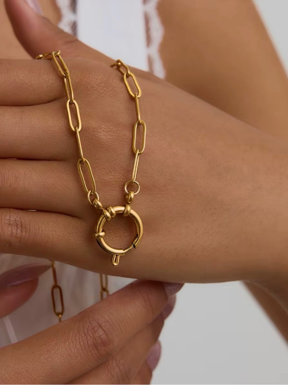 Paperclip Chain Necklace - 18K Gold Plated Stainless Steel